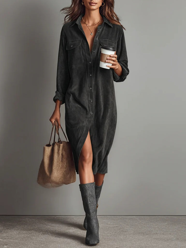 Heather - Corduroy Midi Dress