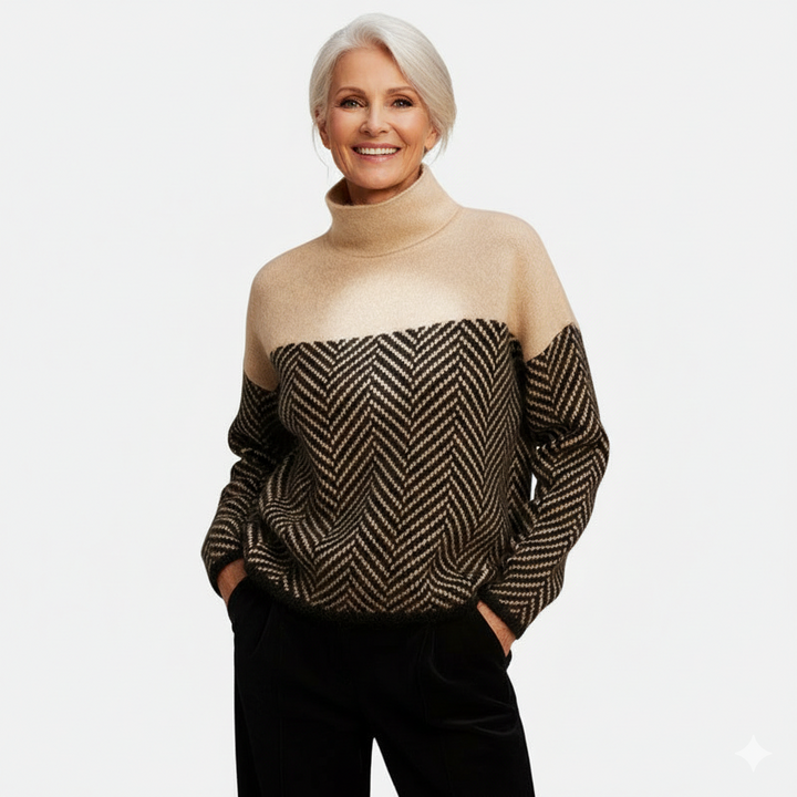 Eva - Herringbone Knit Sweater