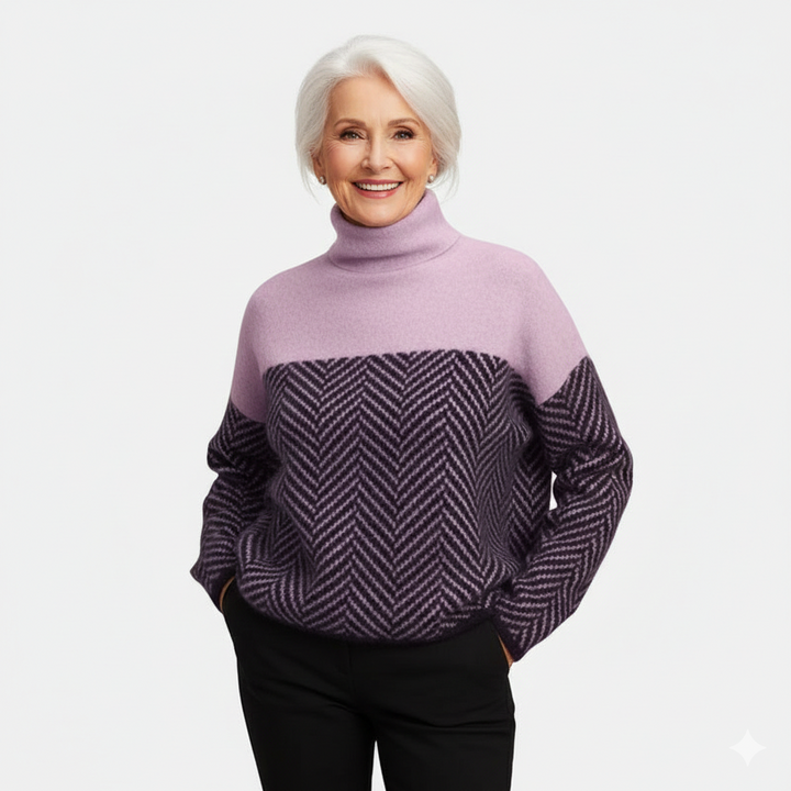Eva - Herringbone Knit Sweater